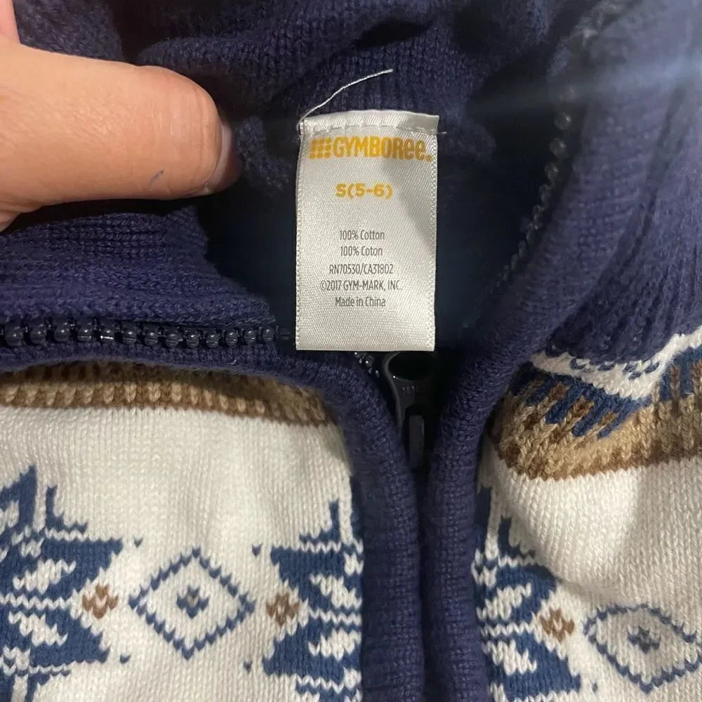 Gymboree Navy & Cream‎ Snowflake 1/4 Zip Sweater - Size Small (5/6)